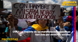 OVCS: LA MAYORÍA DE LAS MANIFESTACIONES PACÍFICAS HAN SIDO POR DERECHOS SOCIALES