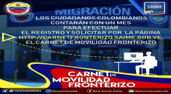 COLOMBIANOS PODRÁN TRAMITAR EL CARNET DE MOVILIDAD FRONTERIZA HASTA ESTA FECHA